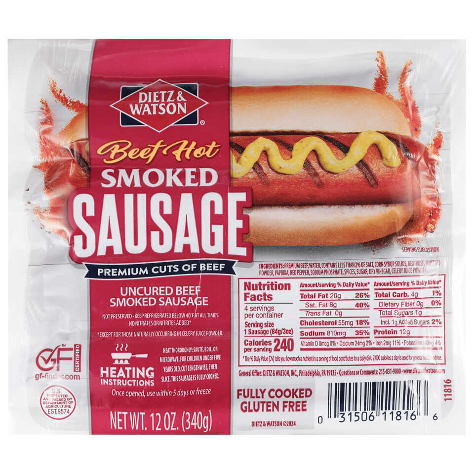 Beef Hot Uncured Smoked Sausage