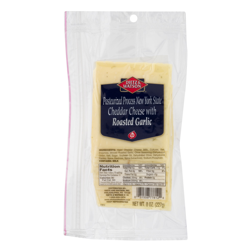 Dietz & Watson PreSliced Roasted Garlic Cheddar Cheese Dietz & Watson