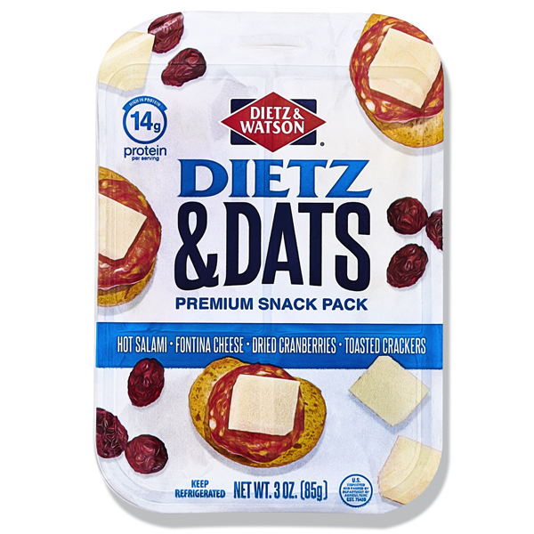 Dietz & Dats Hot salami, fontina cheese, melba toast, and dry cranberry