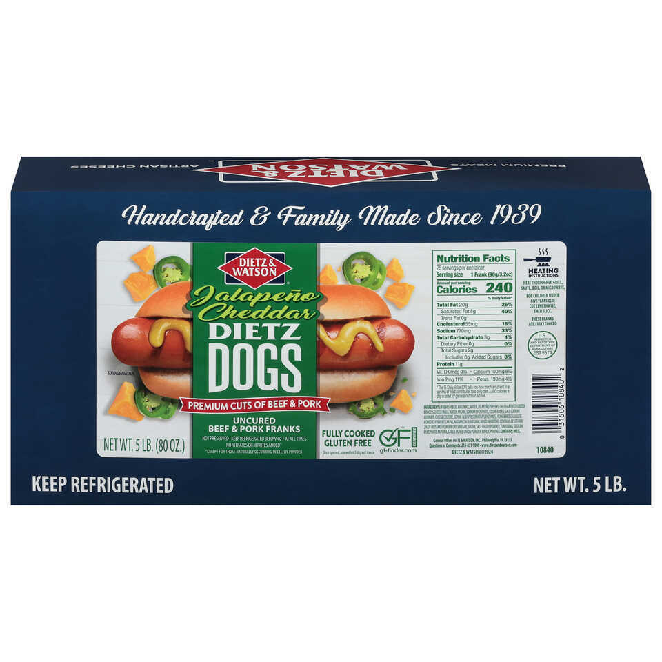 Jalapeño Cheddar Uncured Beef & Pork Dietz Dogs | Dietz & Watson