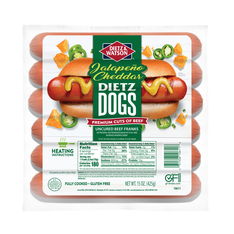 Jalapeño & Cheddar Uncured Dietz Dogs | Dietz & Watson