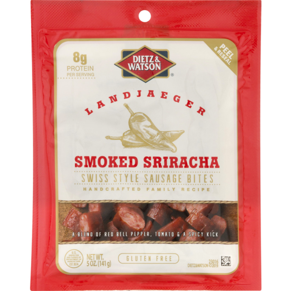 Landjaeger Smoked Sriracha Swiss Style Sausage Bites