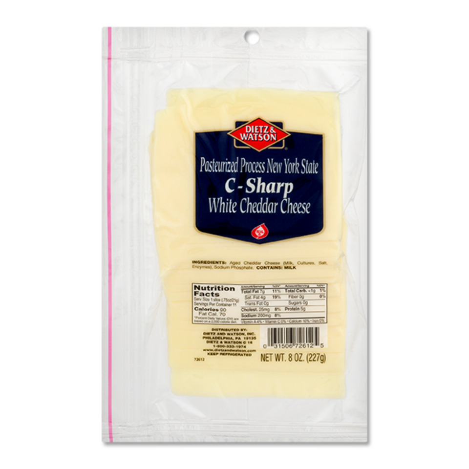 Pre-Sliced C-Sharp Cheddar Cheese