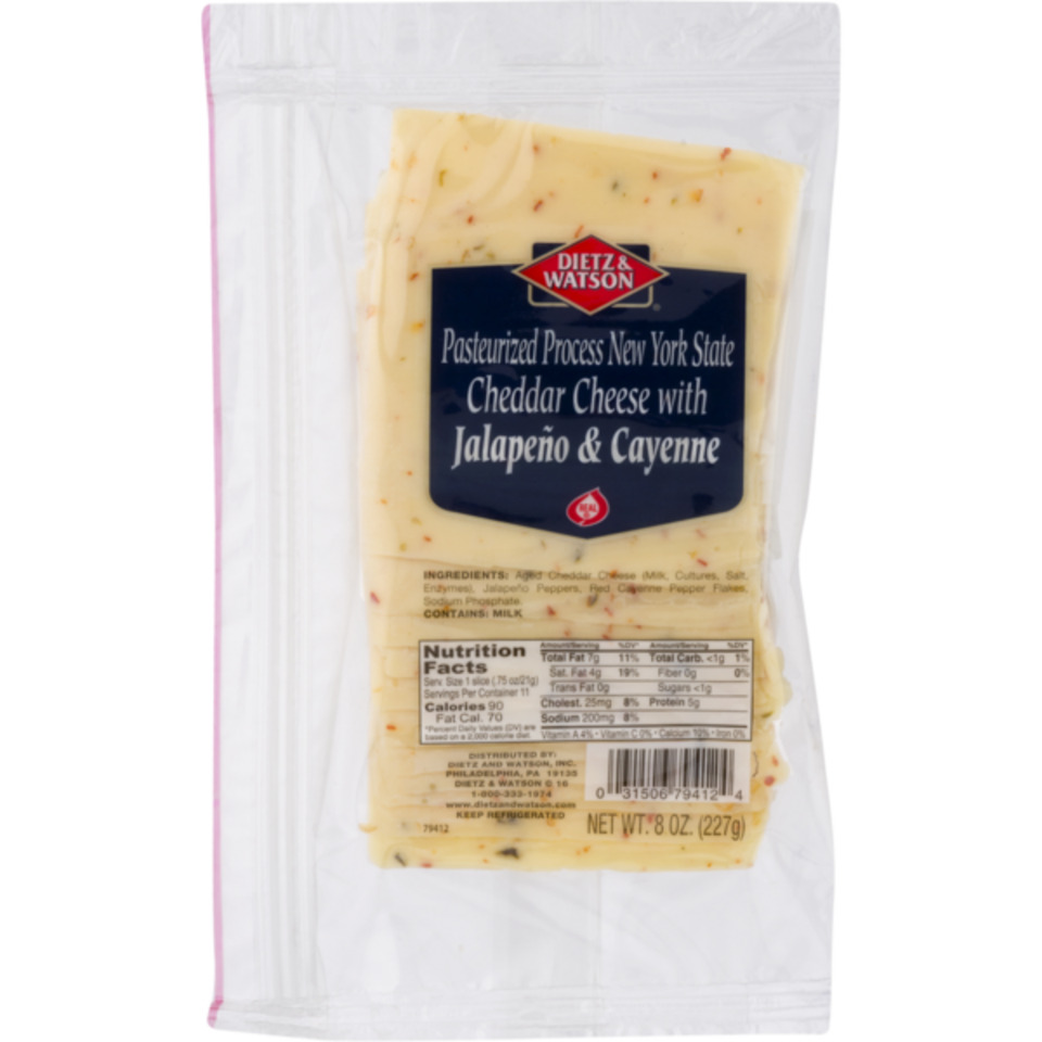 Pre-Sliced Cheddar Cheese with Jalapeno & Cayenne
