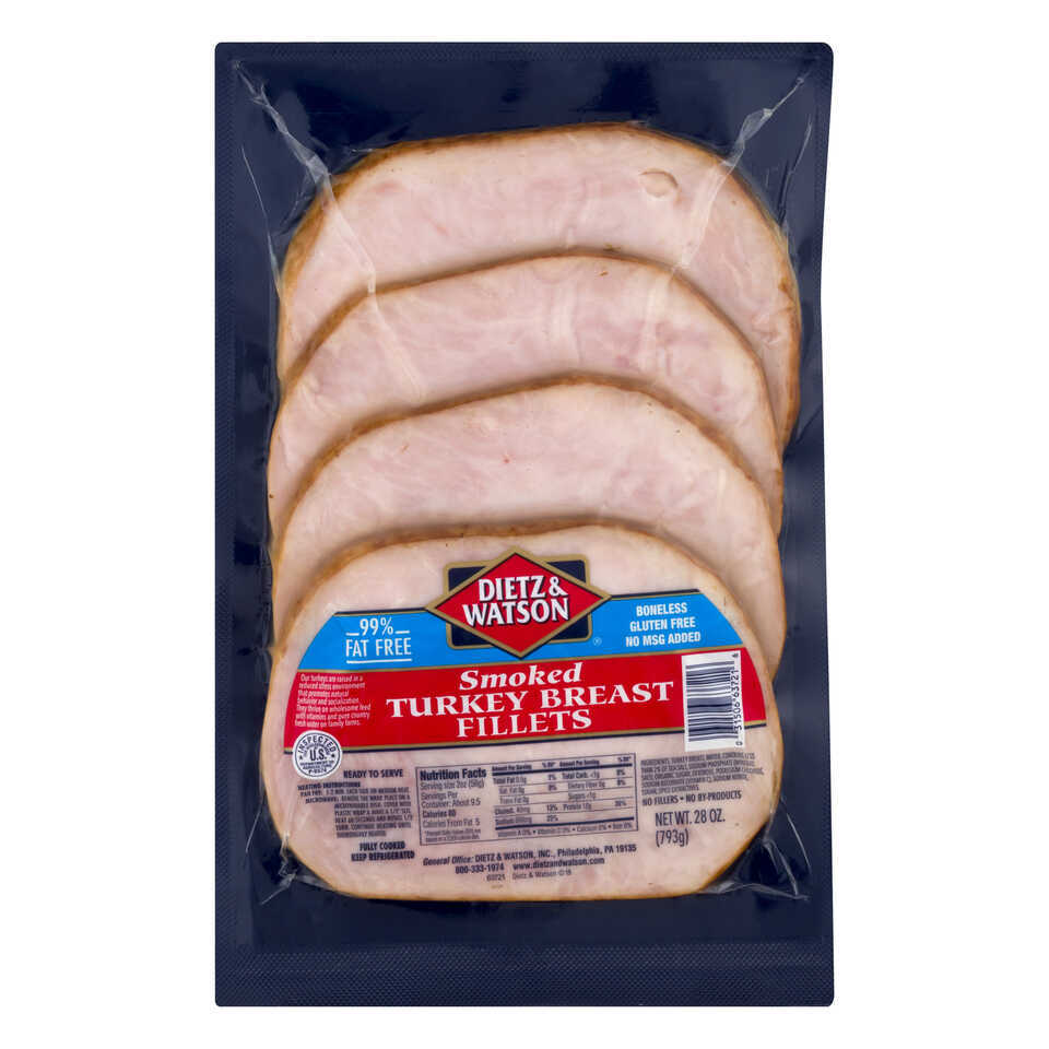 Fillets, Turkey Breast, Smoked, Gluten Free, 99% Fat Free, Vacuum Packed